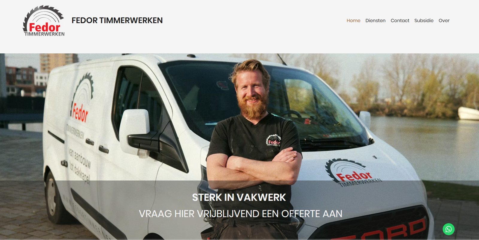 De vorige, verouderde website van Fedor Timmerwerken